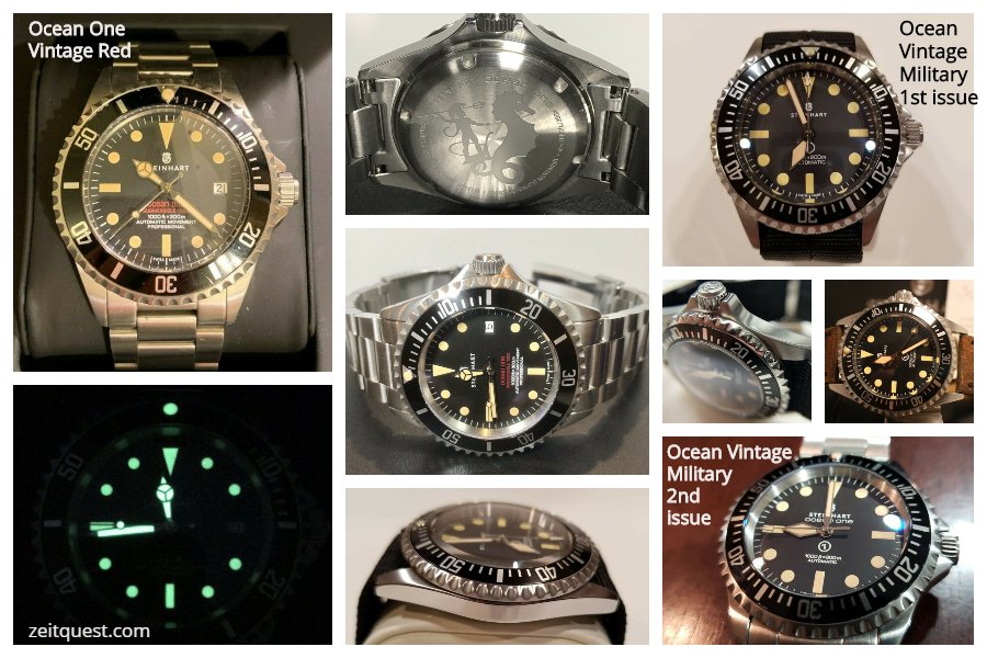 The Ocean One Red 103-0657 (left) and Ocean One Vintage Military 103-0658 (right)are a great affordable alternative to the Rolex Submariner, with there good looking vintage style. Available on eBay.
